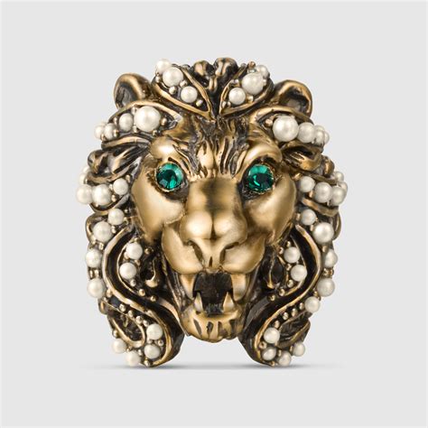 gucci ladies ring|female gucci lion ring.